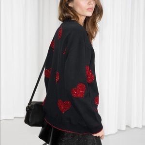 & Other Stories Heart Sequin Sweatshirt
